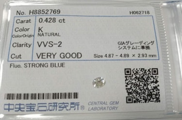 ダイヤモンドルース  0.428ct K VVS-2 Very Good