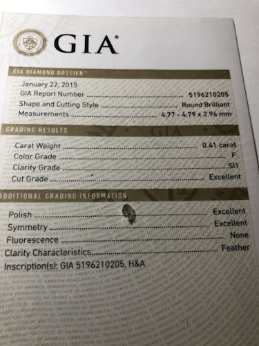 ダイヤモンドルース  0.41ct F SI-1 Excellent