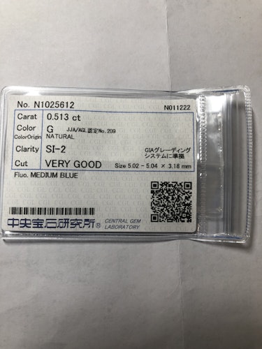 ダイヤモンドルース MEDIUM BLUE 0.513ct G SI-2 Very Good