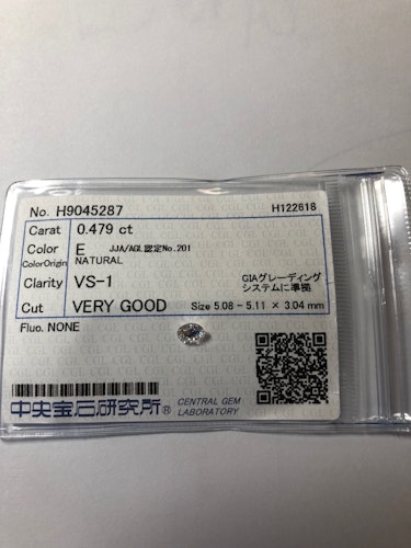 ダイヤモンドルース  0.479ct E VS-1 Very Good