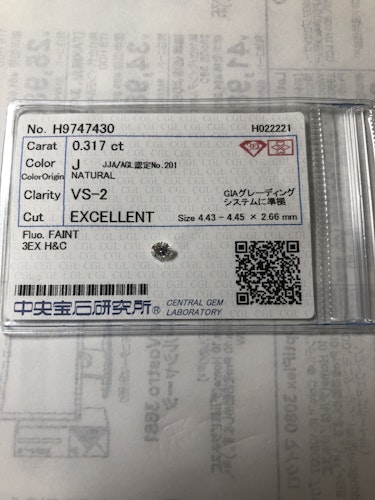 ダイヤモンドルース  0.317ct J VS-2 3EX