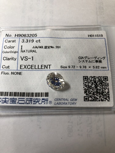 ダイヤモンドルース  3.319ct I VS-1 Excellent