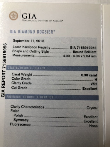 ダイヤモンドルース  0.3ct H VS-2 Excellent