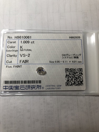 ダイヤモンドルース  1.009ct K VS-2 Fair