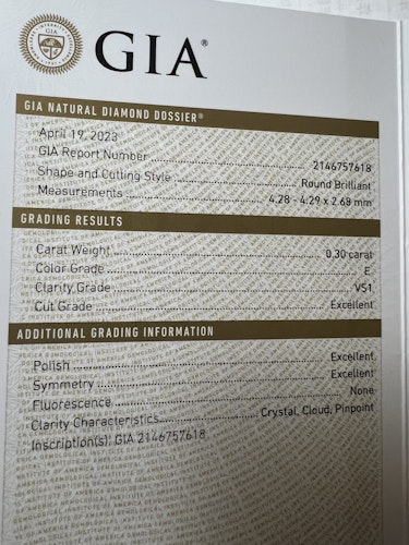 ダイヤモンドルース 0.3ct E VS-1 3EX