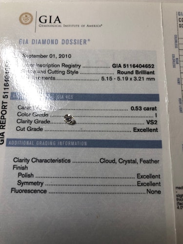 ダイヤモンドルース  0.53ct I VS-2 Excellent