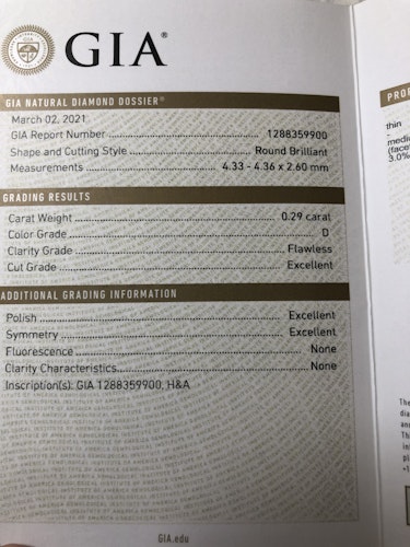 ダイヤモンドルース  0.29ct D FL 3EX