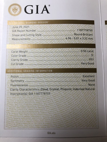 ダイヤモンドルース  0.5ct D VS-1 Very Good