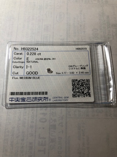 ダイヤモンドルース  0.228ct E I-1 Good