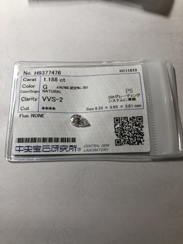 ダイヤモンドルース  1.188ct G VVS-2