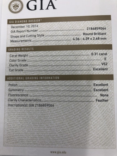 ダイヤモンドルース  0.31ct E VS-2 3EX