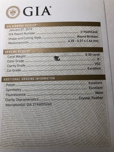 ダイヤモンドルース  0.3ct D VS-2 Excellent