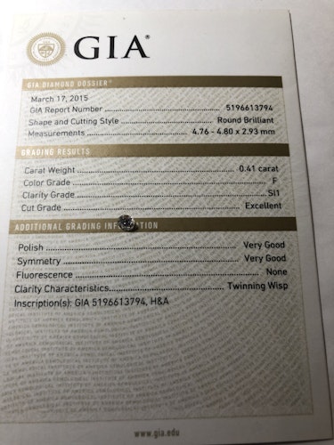 ダイヤモンドルース  0.41ct F SI-1 Excellent