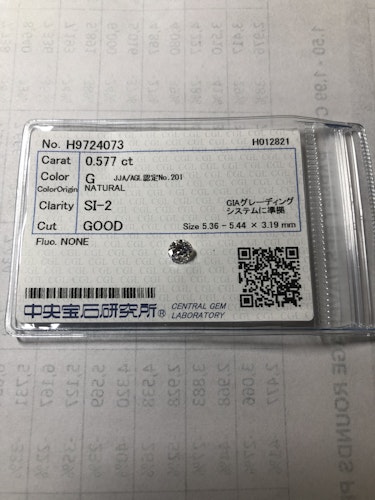 ダイヤモンドルース 0.577ct G SI-2 Good