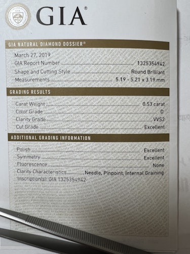 ダイヤモンドルース  0.53ct D VVS-2 3EX