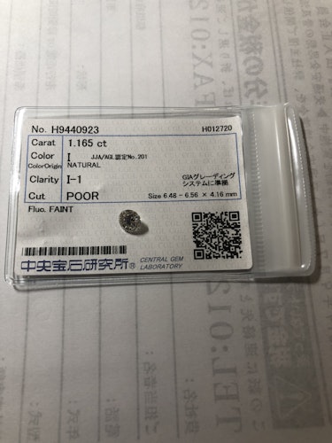 ダイヤモンドルース 1.165ct I I-1 Poor