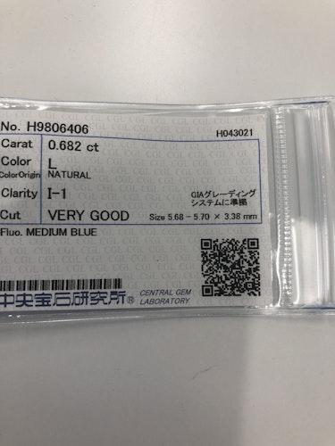 ダイヤモンドルース  0.682ct L I-1 Very Good