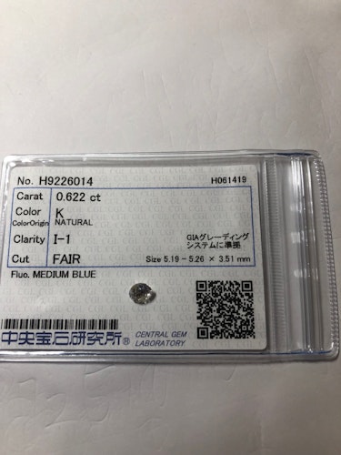 ダイヤモンドルース  0.622ct K I-1 Fair