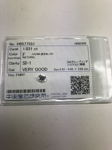 ダイヤモンドルース  1.031ct F SI-1 Very Good