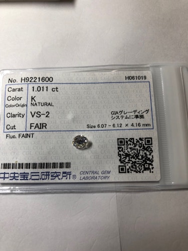ダイヤモンドルース  1.011ct K VS-2 Fair