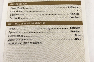 ダイヤモンドルース 0.3ct F FL Excellent
