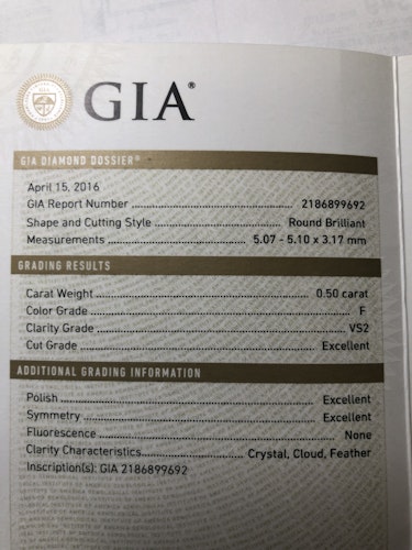 ダイヤモンドルース  0.5ct F VS-2 3EX