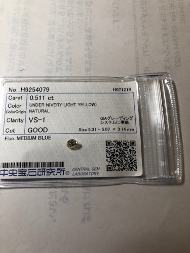 ダイヤモンドルース  0.511ct UNDER N VS-1 Good