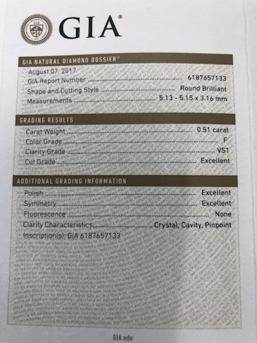 ダイヤモンドルース  0.51ct F VS-1 3EX
