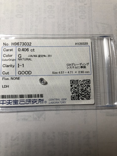 ダイヤモンドルース 0.406ct G I-1 Good