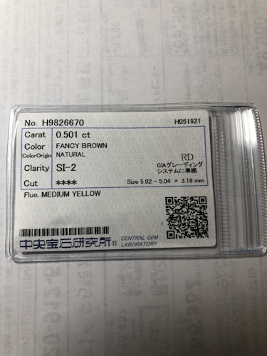 ダイヤモンドルース  0.501ct Fancy Brownish Greenish Yellow SI-2