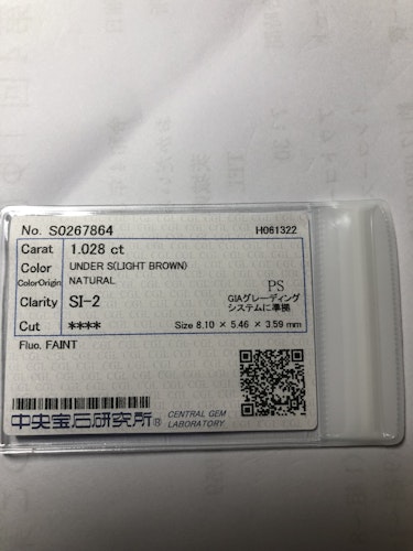 ダイヤモンドルース  1.028ct UNDER S SI-2