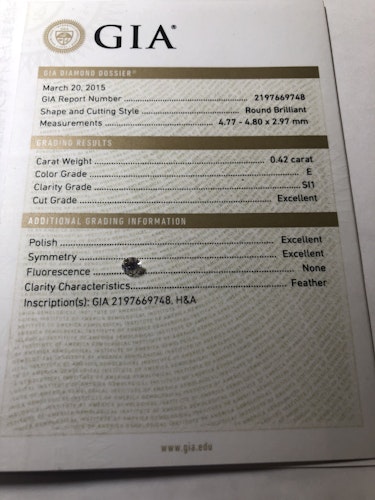 ダイヤモンドルース  0.42ct E SI-1 Excellent