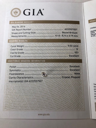 ダイヤモンドルース 0.52ct D VS-1 Excellent