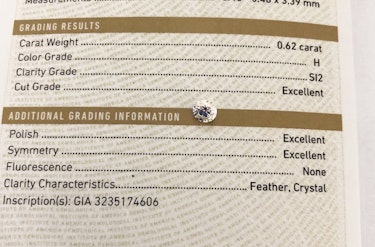 ダイヤモンドルース 0.62ct H SI-2 Excellent