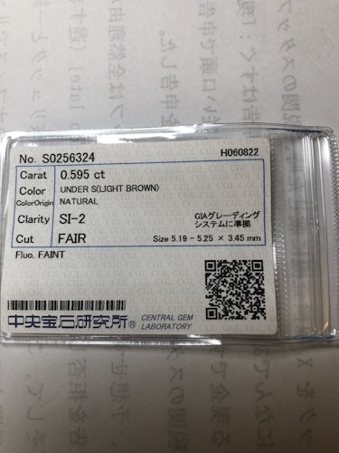 ダイヤモンドルース  0.595ct UNDER S SI-2 Fair