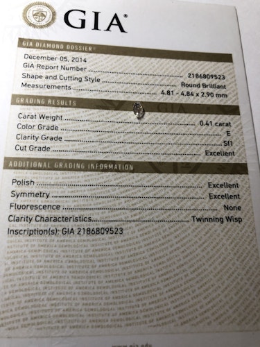 ダイヤモンドルース  0.41ct E SI-1 Excellent