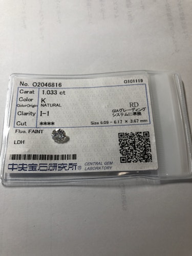 ダイヤモンドルース 1.033ct K I-1