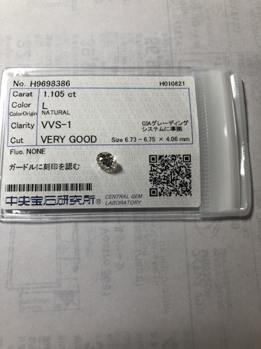 ダイヤモンドルース 1.105ct L VVS-1 Very Good