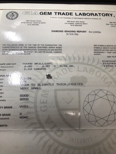 ダイヤモンドルース  1.1ct G VVS-1 Good