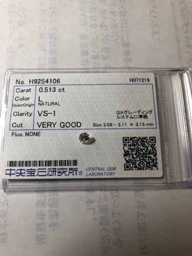 ダイヤモンドルース  0.513ct L VS-1 Very Good