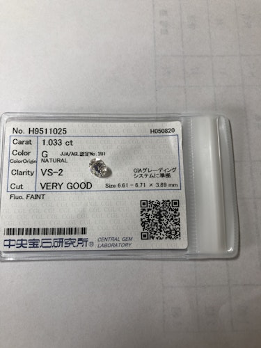 ダイヤモンドルース  1.033ct G VS-2 Very Good