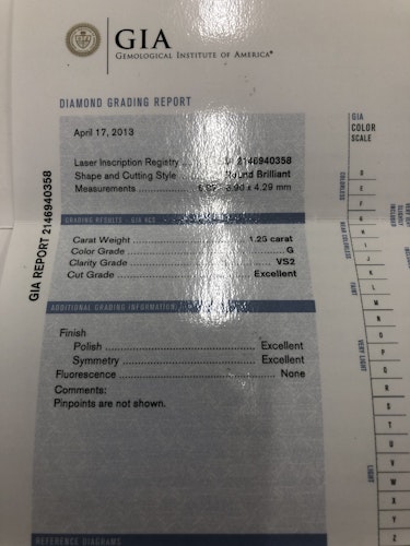 ダイヤモンドルース  1.25ct G VS-2 3EX