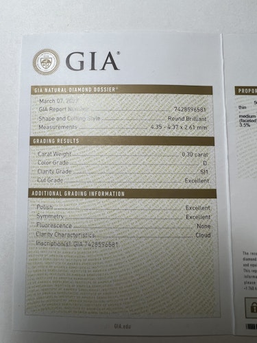 ダイヤモンドルース  0.3ct D SI-1 3EX