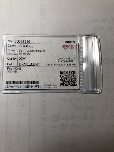 ダイヤモンドルース  0.706ct D SI-1 3EX