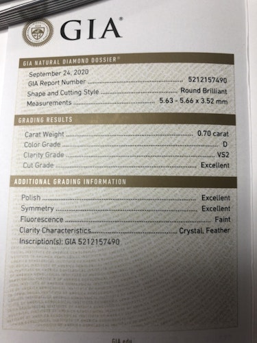 ダイヤモンドルース  0.7ct D VS-2 3EX