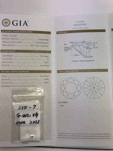 ダイヤモンドルース 2.02ct G VVS-1 Very Good