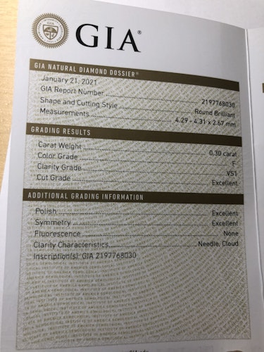 ダイヤモンドルース  0.3ct F VS-1 3EX