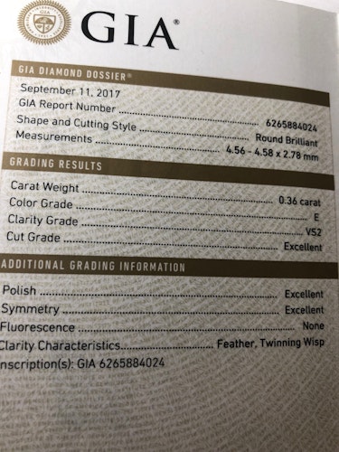 ダイヤモンドルース  0.36ct E VS-2 3EX