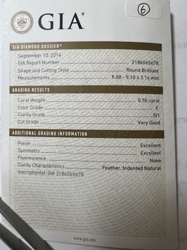 ダイヤモンドルース  0.5ct E SI-1 Very Good