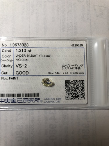 ダイヤモンドルース  1.313ct UNDER S VS-2 Good